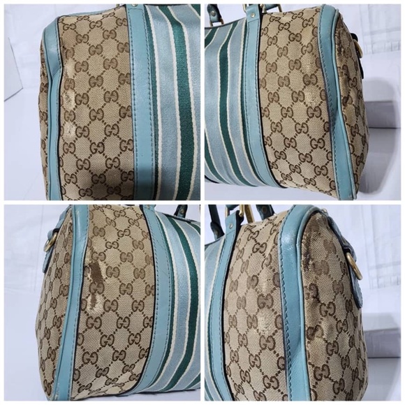 Authentic Gucci GG Canvas Boston Bag Beige/Blue - Picture 11 of 16